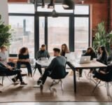 Shopify SEO agency team meeting in modern office