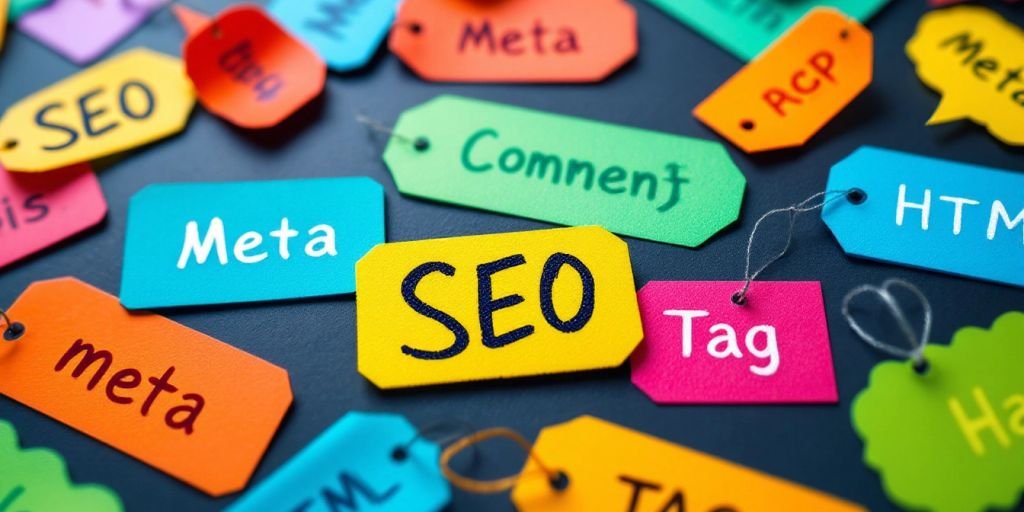 14 Most Important Meta And HTML Tags You Need To Know For SEO 1 Colorful tags representing important SEO elements.