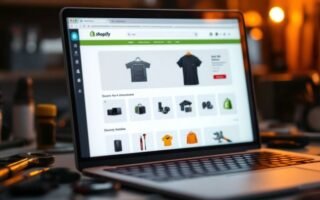 Shopify store interface with maintenance tools on a desk.