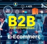 B2B professionals collaborating with digital e-commerce tools.