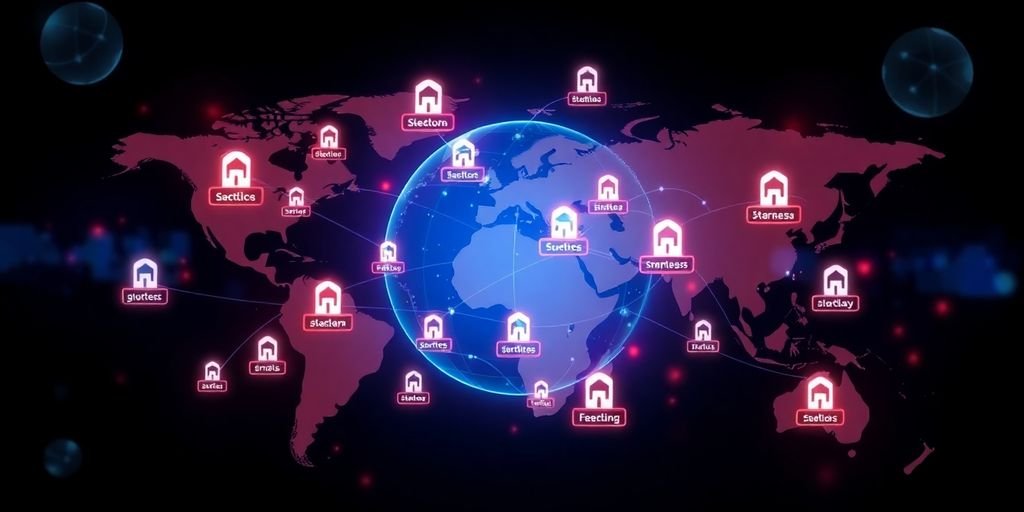 Shopify Empowers Large Businesses with New Expansion Stores Feature 1 Interconnected store locations on a digital map.