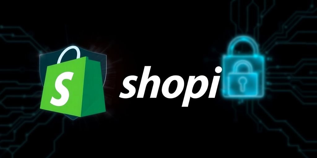 Shopify Enhances Merchant Control Over Customer Data Privacy 1 Shopify logo with a shield and lock icons.