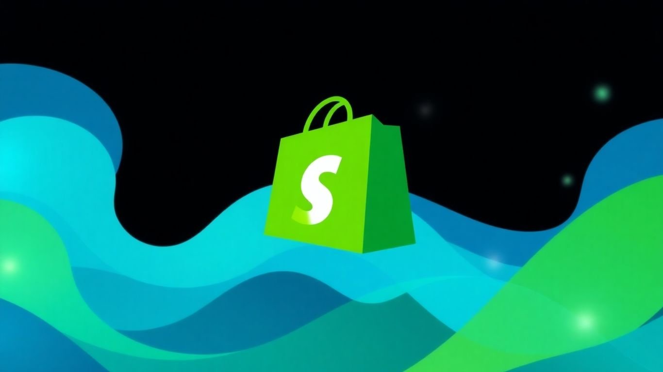 Shopify Empowers Retailers with New Collective App and Automated Tax Filing 1 Shopify logo with abstract blue and green shapes.